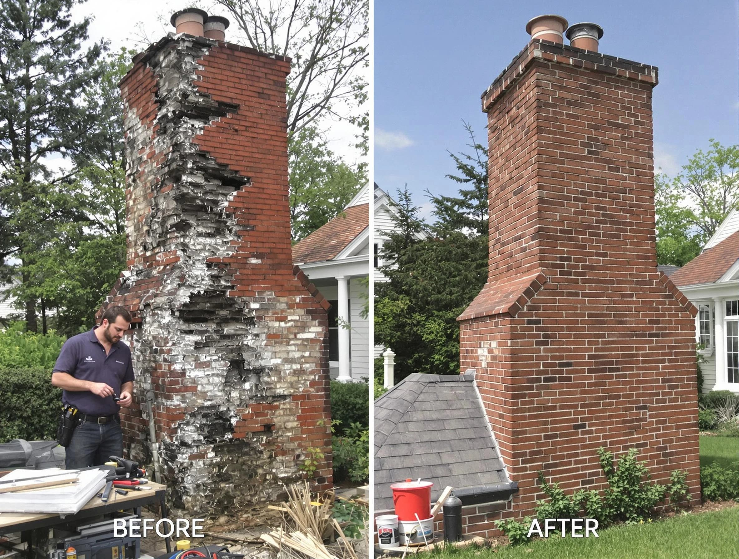 Oneonta Chimney Sweep performing a full chimney restoration in Oneonta, AL