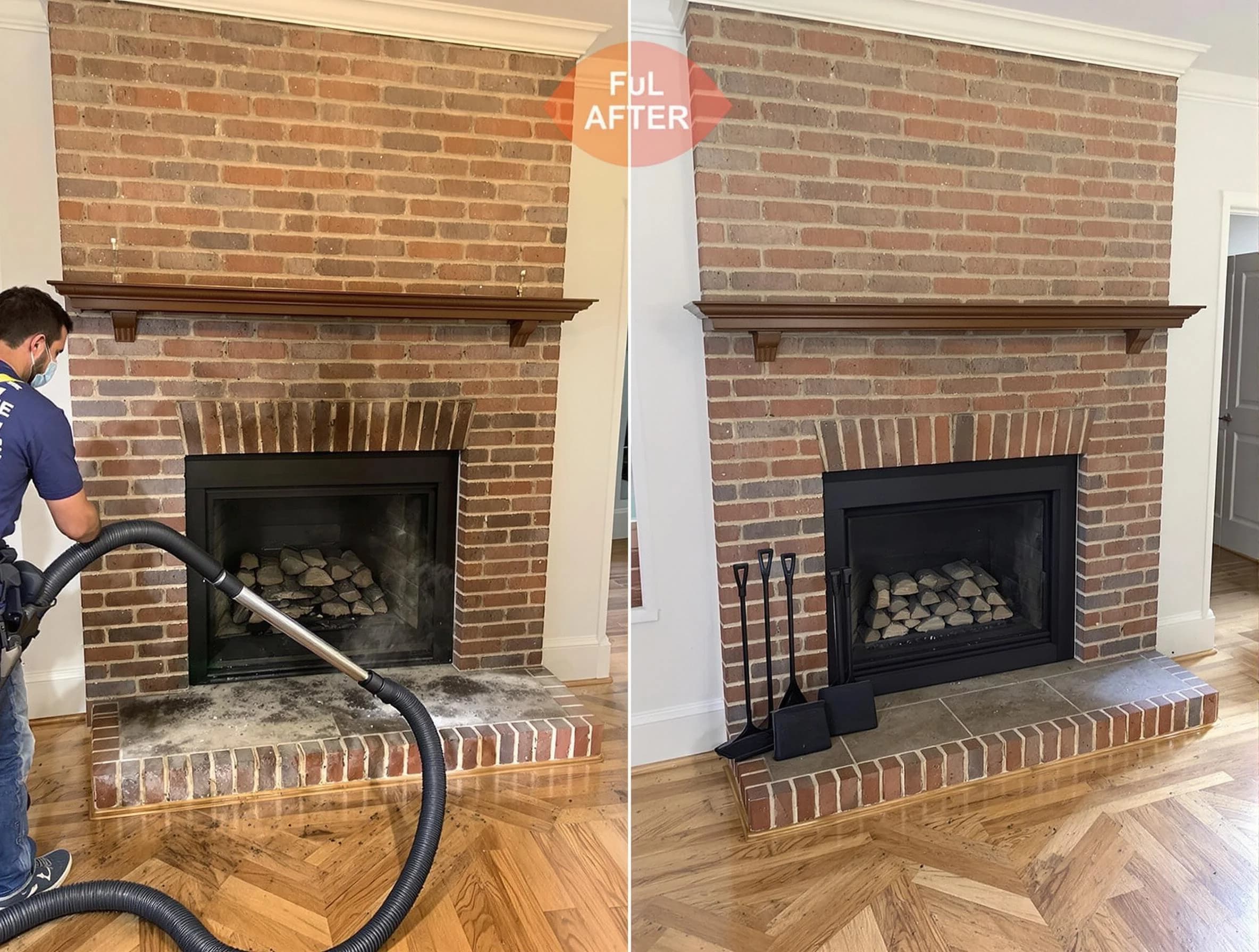 Oneonta Chimney Sweep carefully sanitizing a fireplace in Oneonta, AL