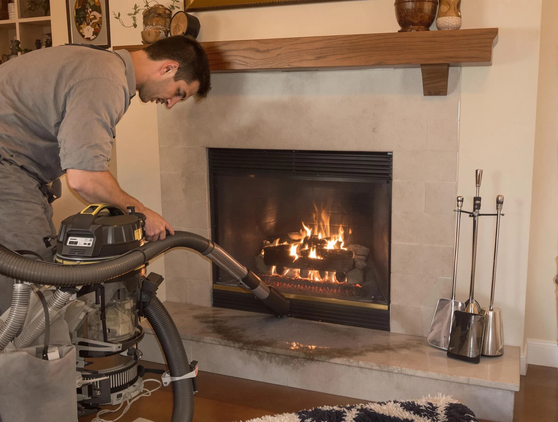 Routine fireplace upkeep by Oneonta Chimney Sweep in Oneonta, AL