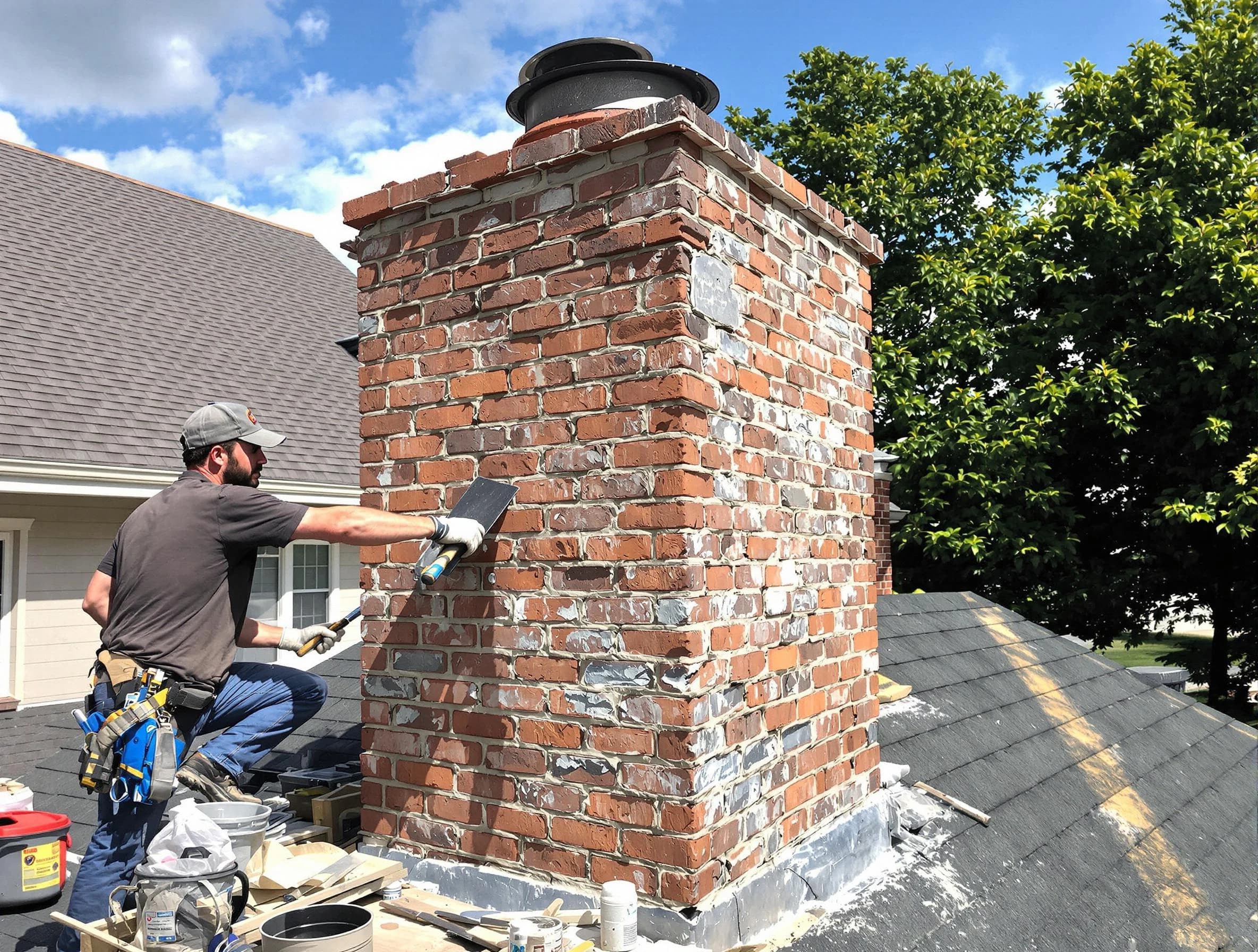 Completed chimney rebuild by Oneonta Chimney Sweep in Oneonta, AL