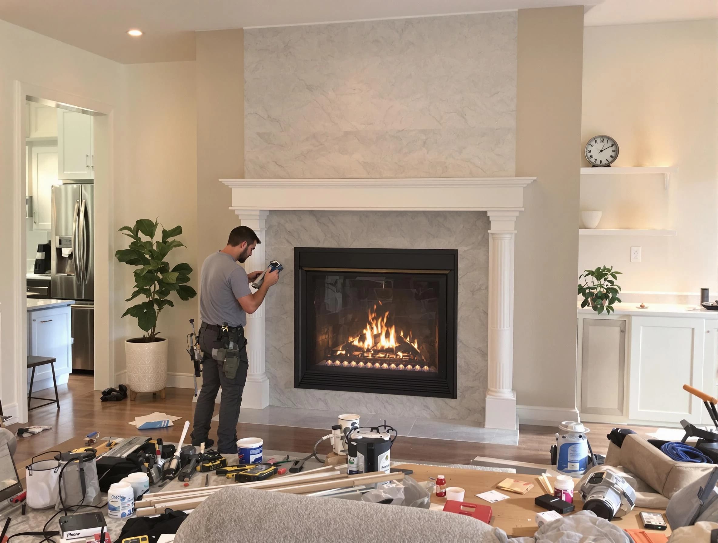 Newly installed fireplace by Oneonta Chimney Sweep in Oneonta, AL