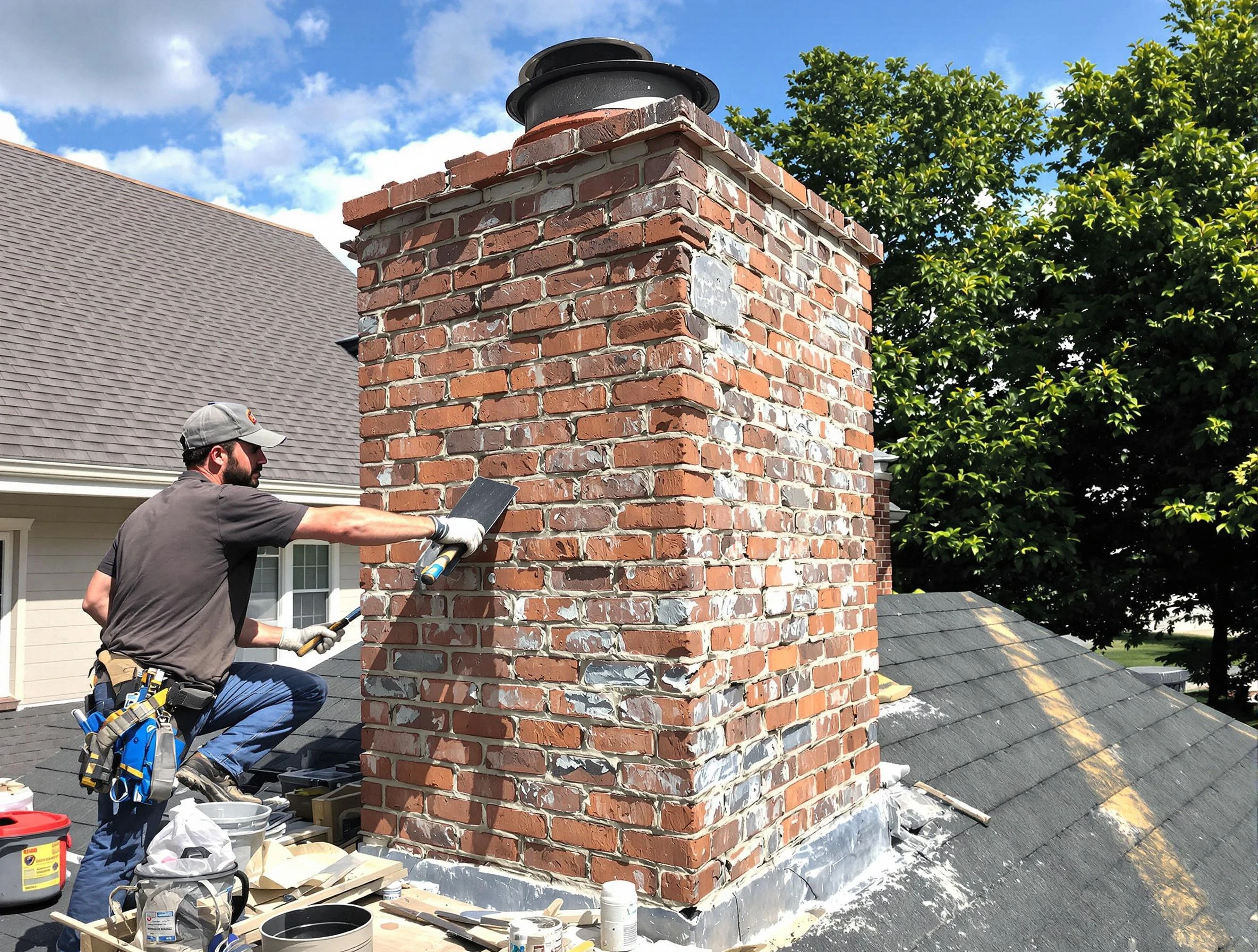 Completed chimney rebuild by Oneonta Chimney Sweep in Oneonta, AL
