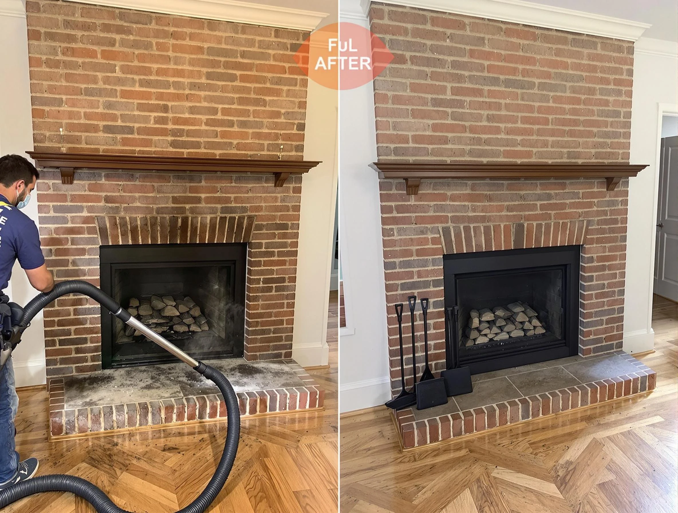 Oneonta Chimney Sweep carefully sanitizing a fireplace in Oneonta, AL