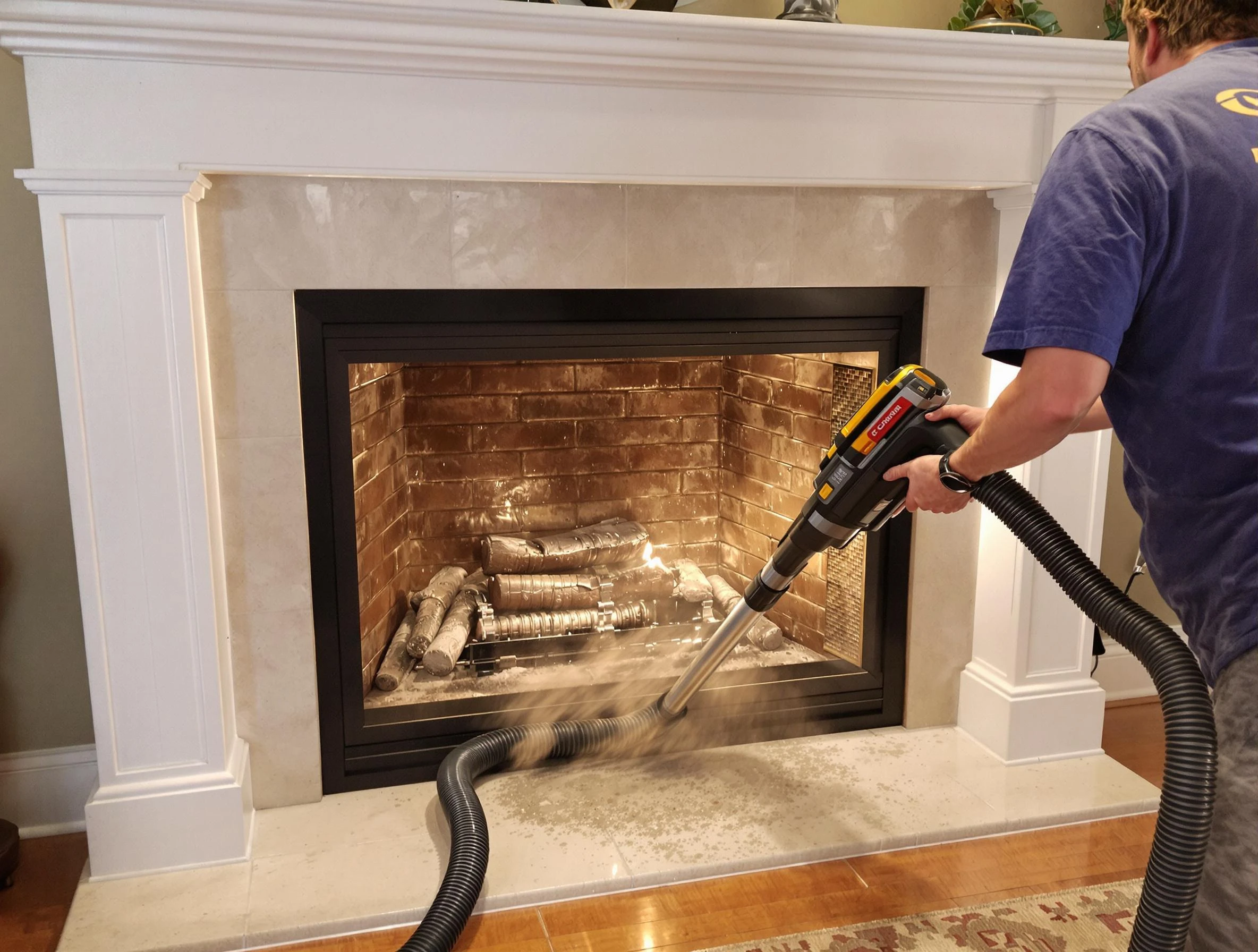 Fireplace cleaning performed by Oneonta Chimney Sweep in Oneonta, AL