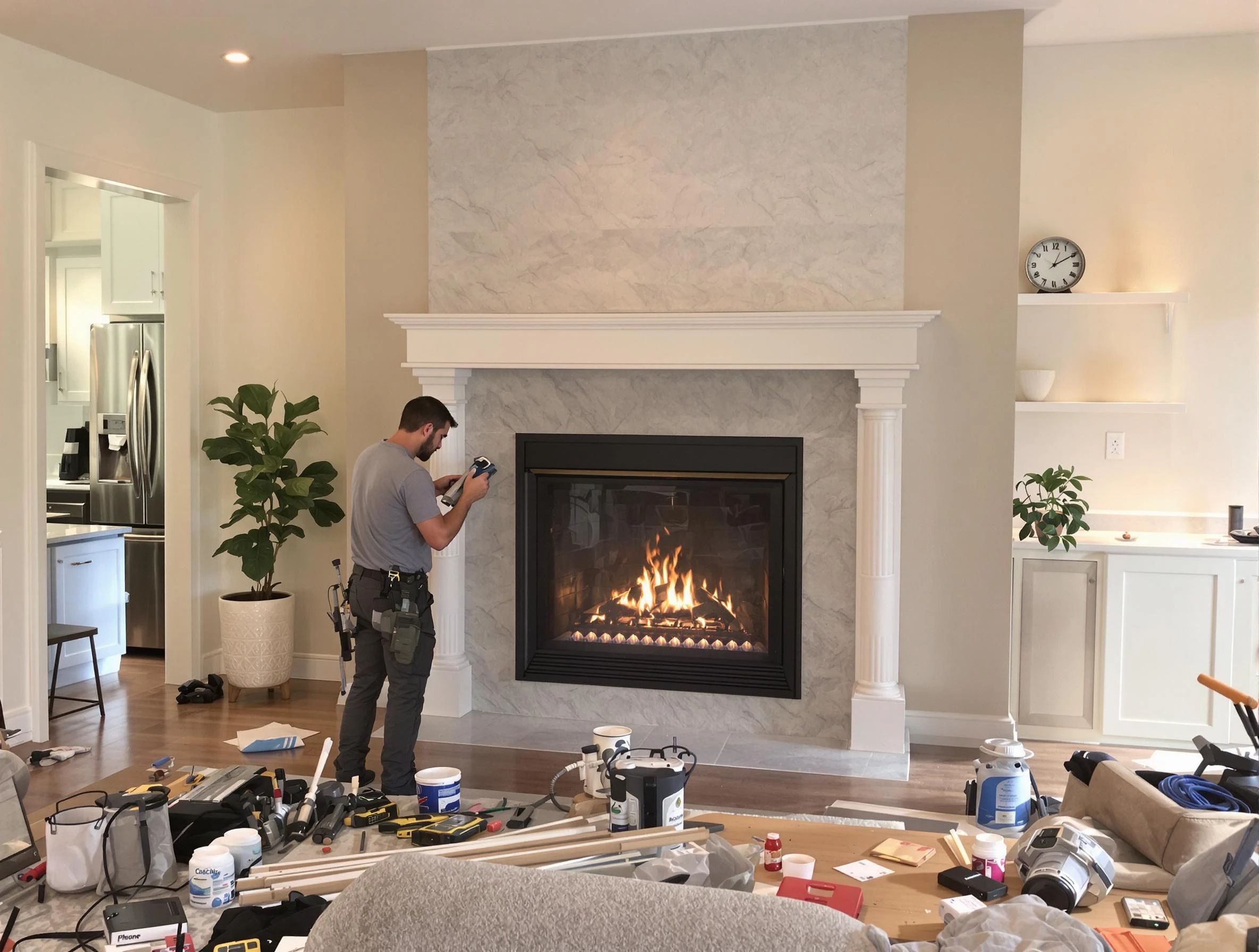 Newly installed fireplace by Oneonta Chimney Sweep in Oneonta, AL