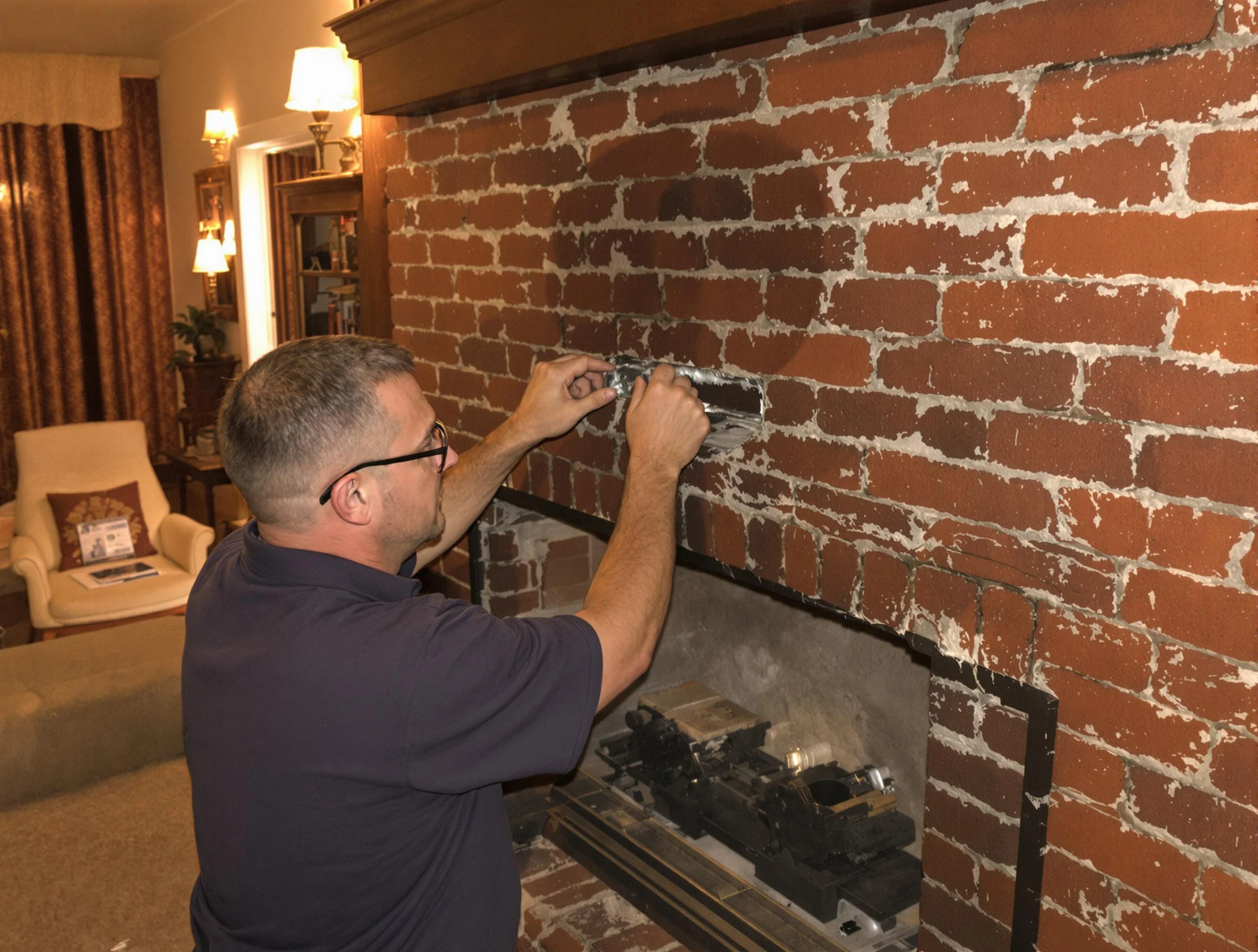 Oneonta Chimney Sweep expert fixing a fireplace in Oneonta, AL